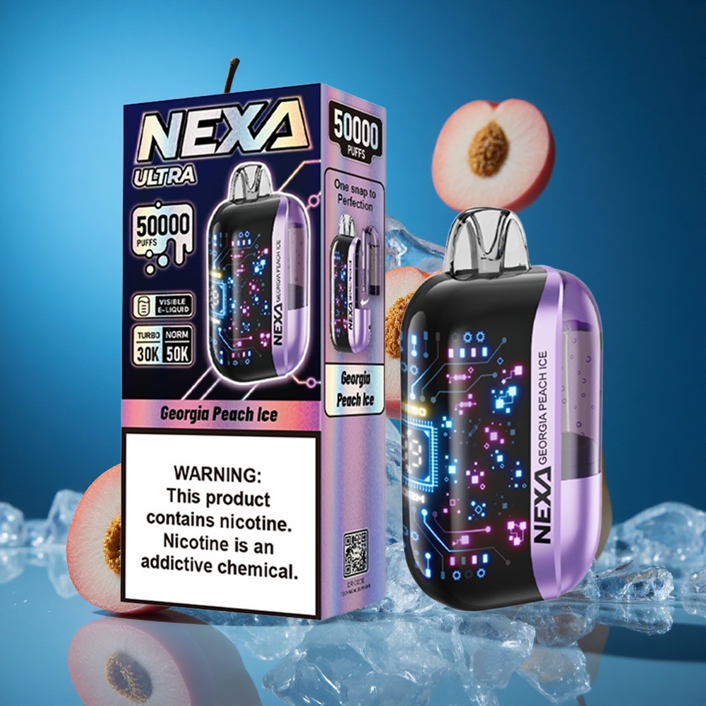 NEXA Ultra 50000 Puffs Za enkratno uporabo Vape Georgia Peach Ledena 20ml Prednapolnjena Zmogljivost Slovenija vapes