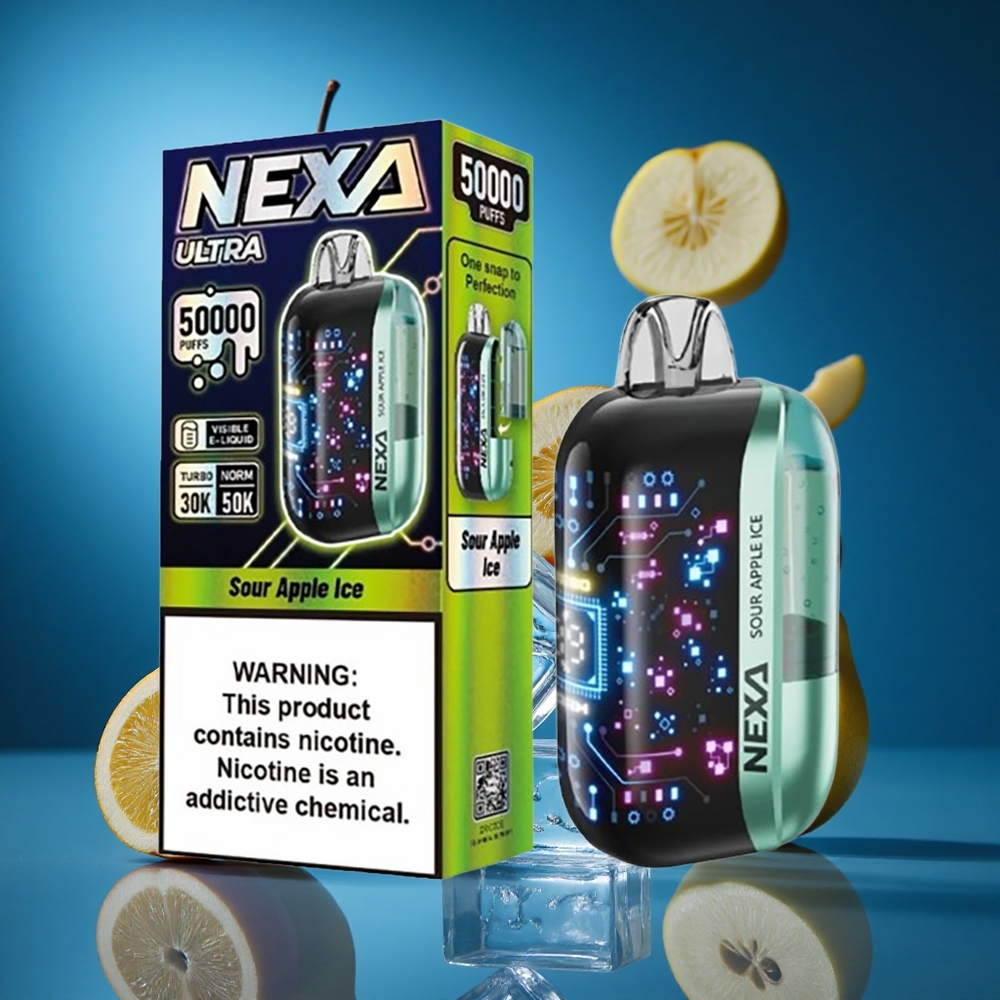 NEXA Ultra 50000 Puffs Za enkratno uporabo Vape Kislo Jabolko Led Slovenija vapes z 20ml Predpolnjeno Posodo in 800mah Baterijo