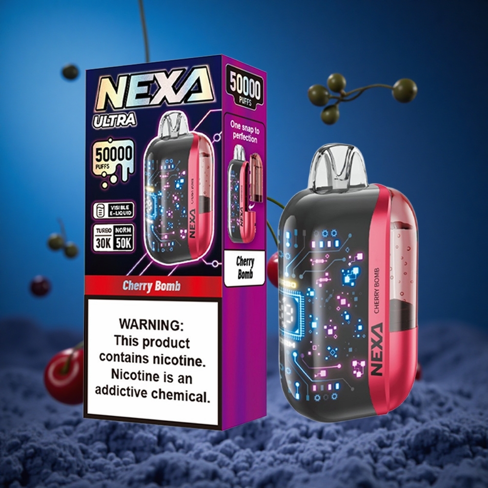 NEXA Ultra 50000 Puffs Češnja Bomb Display Screen Slovenija vapes