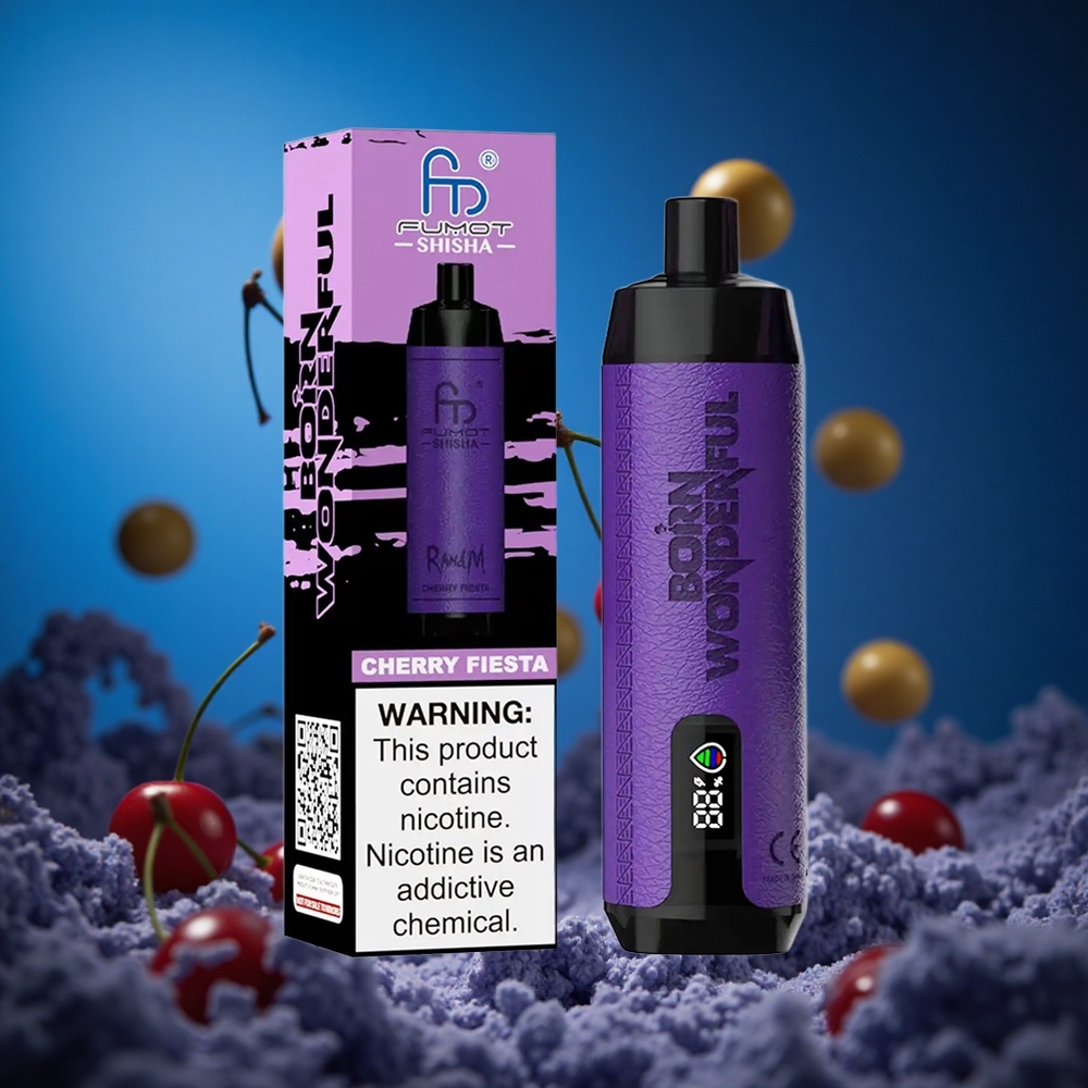 RandM Fumot Shisha 10000 Puffs Za enkratno uporabo Vape Češnjeva Fiesta 18ml Prednapolnjena tekočina Slovenija vapes