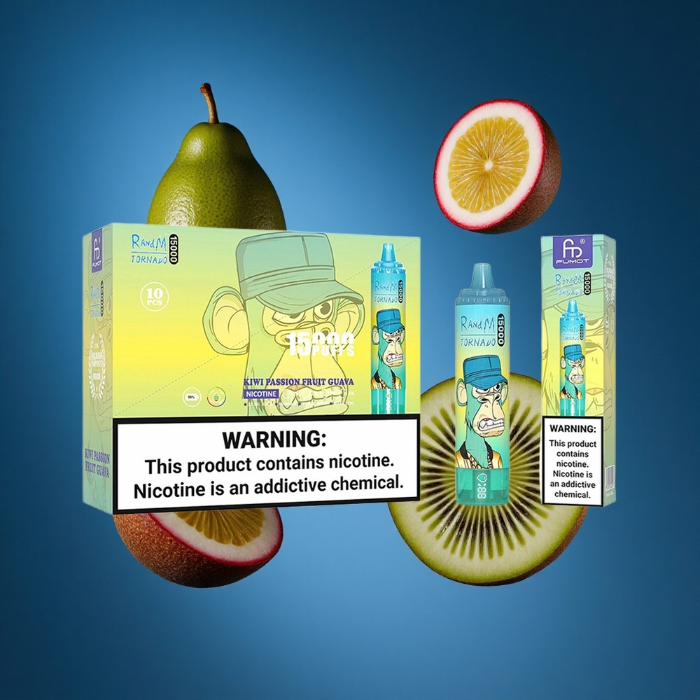 RandM Fumot Tornado 15000 Puffs Disposabilni Vape Kivi Pasijonka Guava 25ml Slovenija vapes