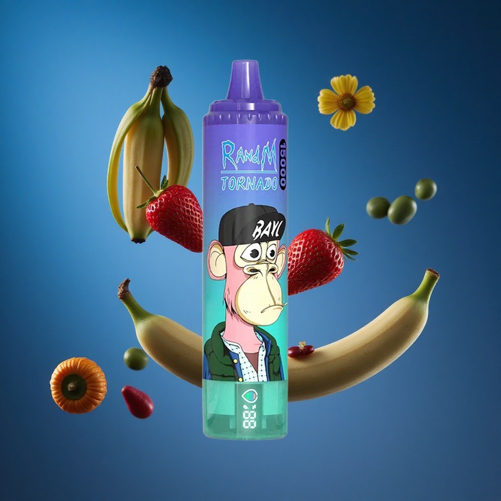 RandM Fumot Tornado 15000 Puffs Jagoda Bananina Slovenija vapes z LCD zaslonom