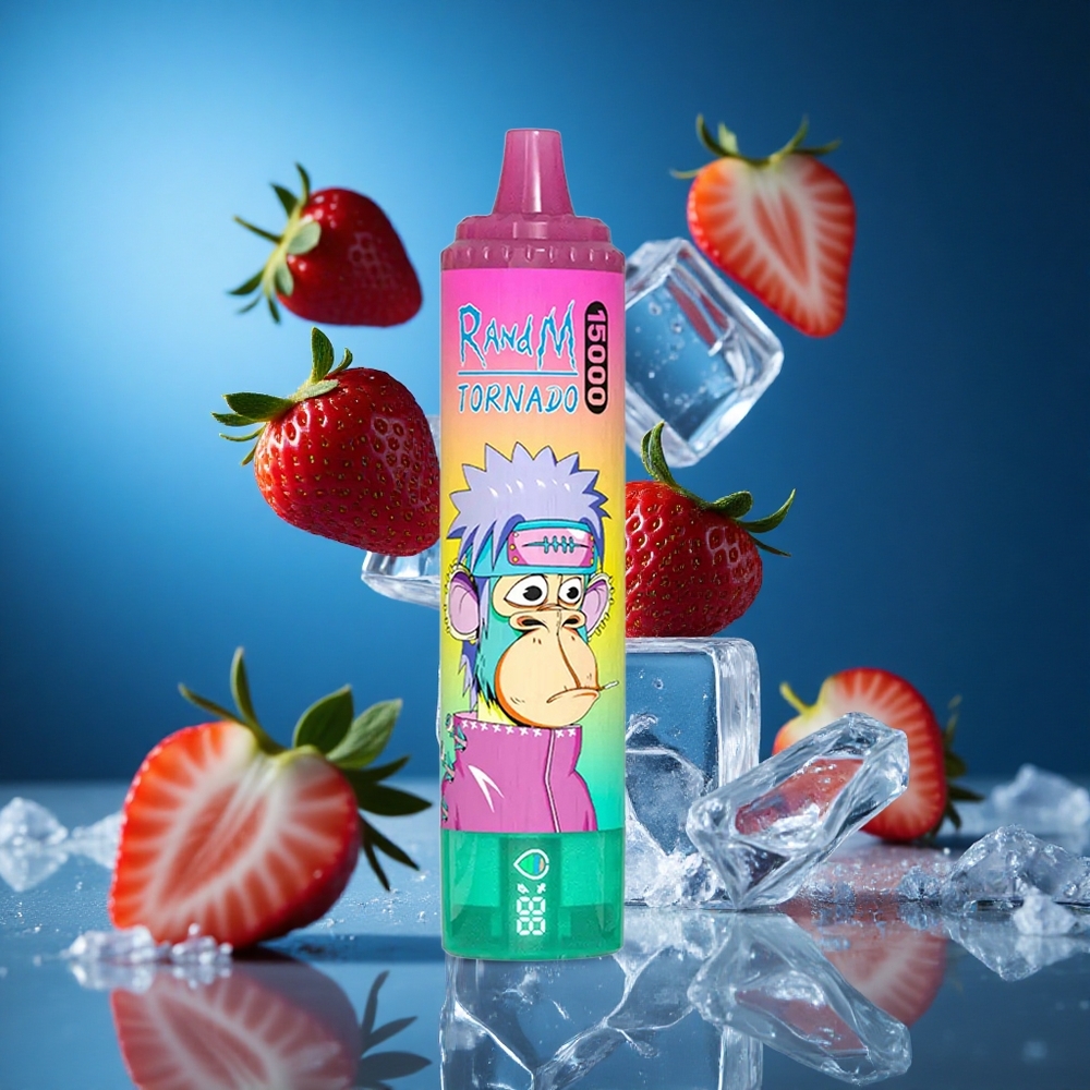 RandM Fumot Tornado 15000 Puffs Jagoda Led Za enkratno uporabo Vape z LCD zaslonom Slovenija vapes