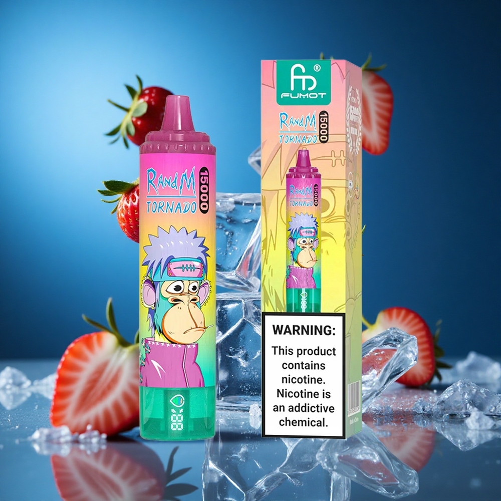 RandM Fumot Tornado 15000 Puffs Jagoda Led Za enkratno uporabo Vape z LCD zaslonom Slovenija vapes