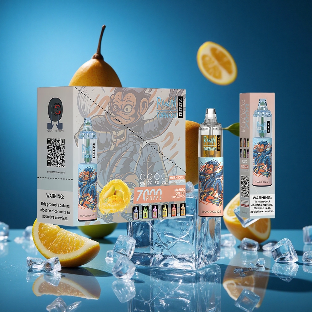 RandM Fumot Tornado 7000 Puffs Mango Na Ledu Nastavljiv Zrak Slovenija vapes