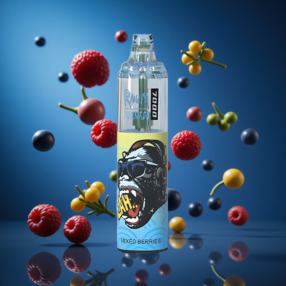 RandM Fumot Tornado 7000 Puffs Mešane Jagode Za enkratno uporabo Vape Slovenija vapes