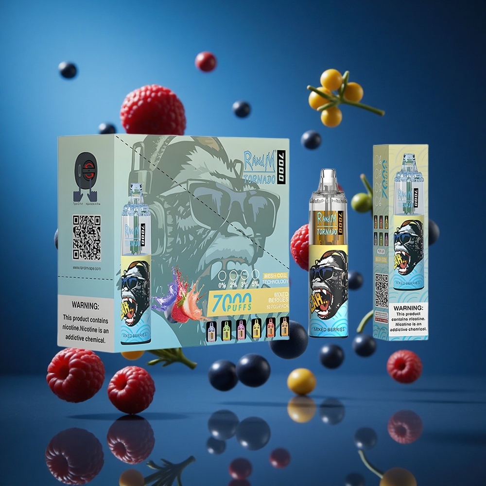 RandM Fumot Tornado 7000 Puffs Mešane Jagode Za enkratno uporabo Vape Slovenija vapes