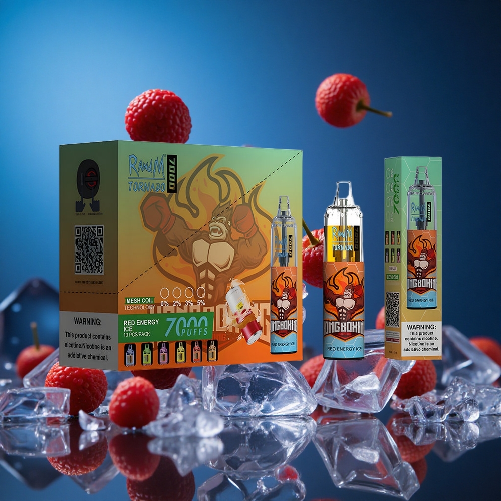 RandM Fumot Tornado 7000 Puffs Okus Rdeče Energije z Ledom 14 ML E-tekočina Slovenija vapes