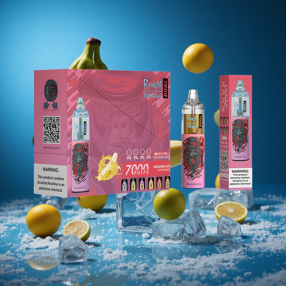 RandM Fumot Tornado 7000 Puffs Za enkratno uporabo Vape Banana Ice 14 ML E-tekočina Slovenija vapes