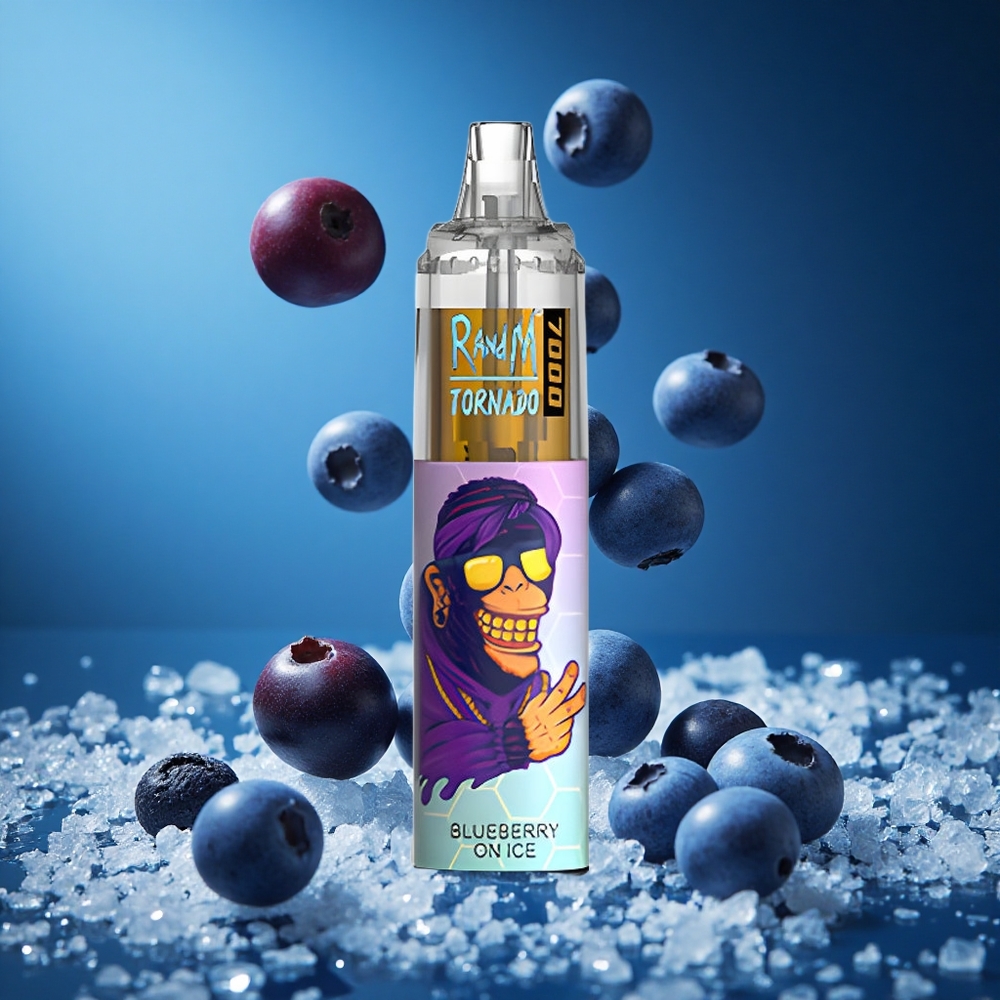 RandM Fumot Tornado 7000 Puffs Za enkratno uporabo Vape Borovnica Na Ledu 14 ML E-tekočina Slovenija vapes