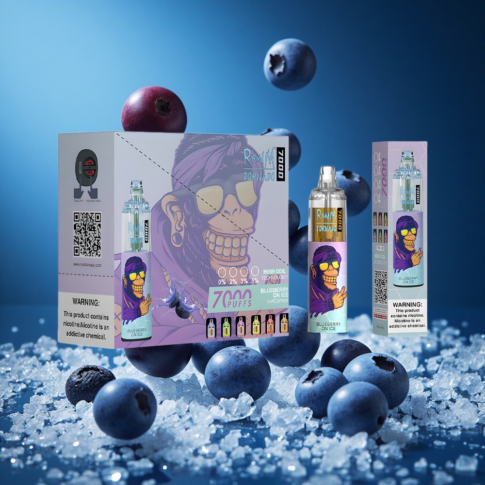 RandM Fumot Tornado 7000 Puffs Za enkratno uporabo Vape Borovnica Na Ledu 14 ML E-tekočina Slovenija vapes