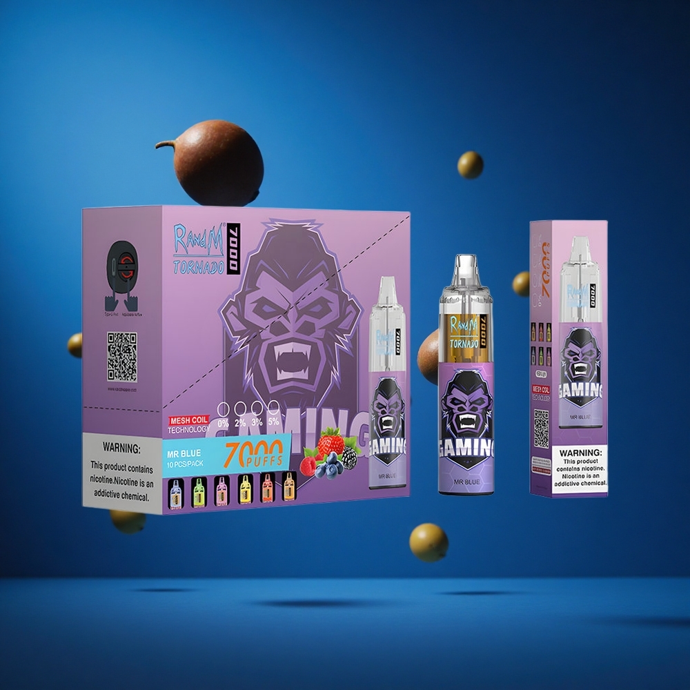 RandM Fumot Tornado 7000 Puffs Za enkratno uporabo Vape Dr. Modra 14 ML E-tekočina Slovenija vapes