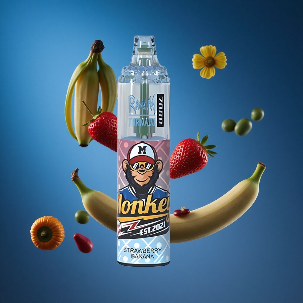 RandM Fumot Tornado 7000 Puffs Za enkratno uporabo Vape Jagoda Banana 14 ML E-tekočina Slovenija vapes
