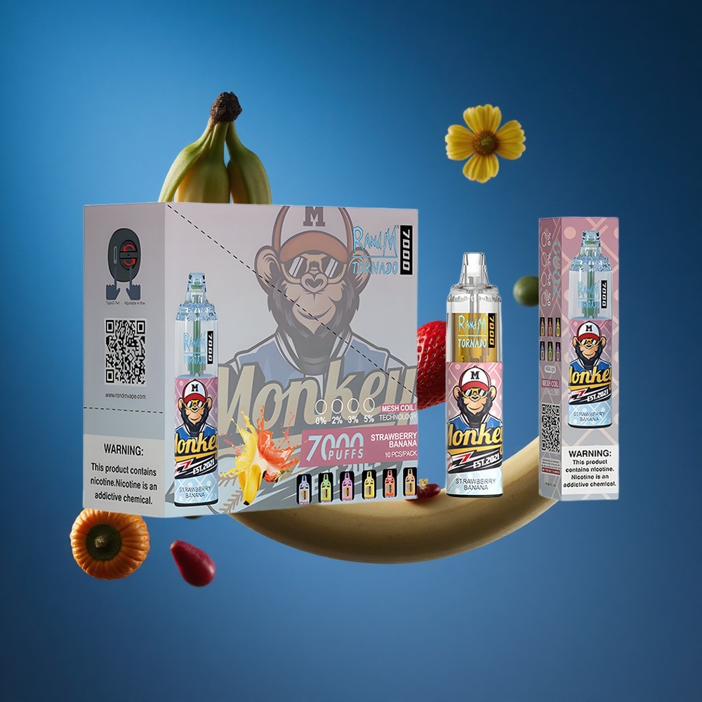 RandM Fumot Tornado 7000 Puffs Za enkratno uporabo Vape Jagoda Banana 14 ML E-tekočina Slovenija vapes