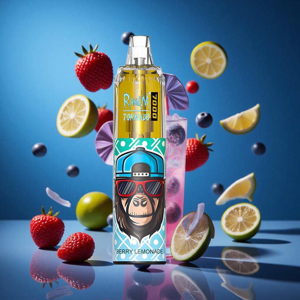 RandM Fumot Tornado 7000 Puffs Za enkratno uporabo Vape Jagoda Limonada 14 ML E-tekočina Slovenija vapes