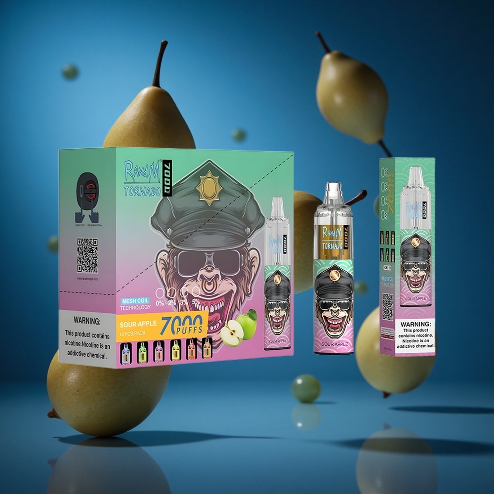 RandM Fumot Tornado 7000 Puffs Za enkratno uporabo Vape Kislo Jabolko 14 ML E-tekočina Slovenija vapes