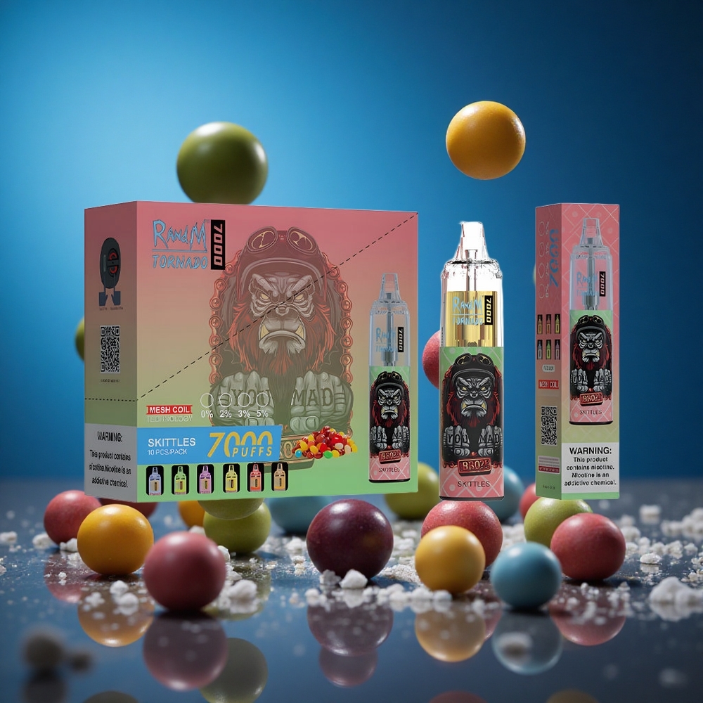 RandM Fumot Tornado 7000 Puffs Za enkratno uporabo Vape Skittles (14 ML E-tekočina) Slovenija vapes