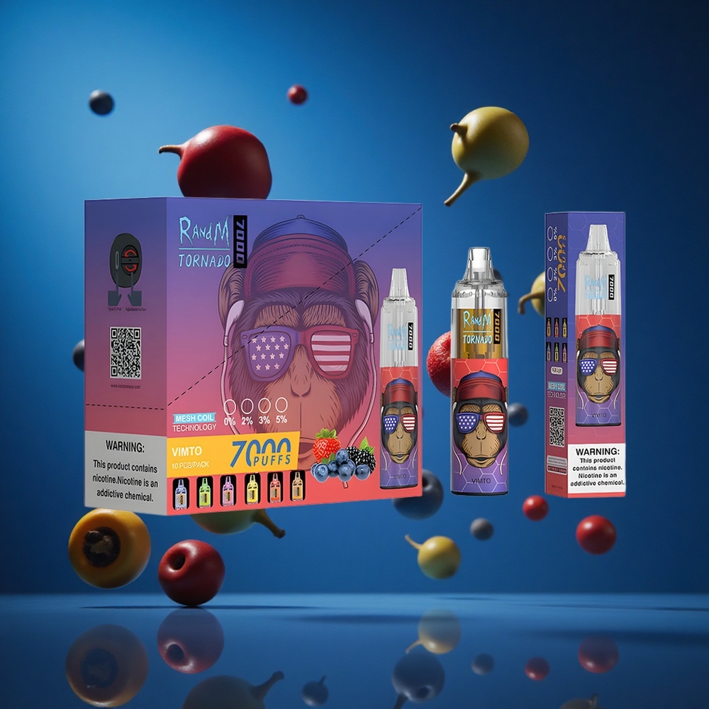 RandM Fumot Tornado 7000 Puffs Za enkratno uporabo Vape Vimto Okus 14 ML E-tekočina Slovenija vapes