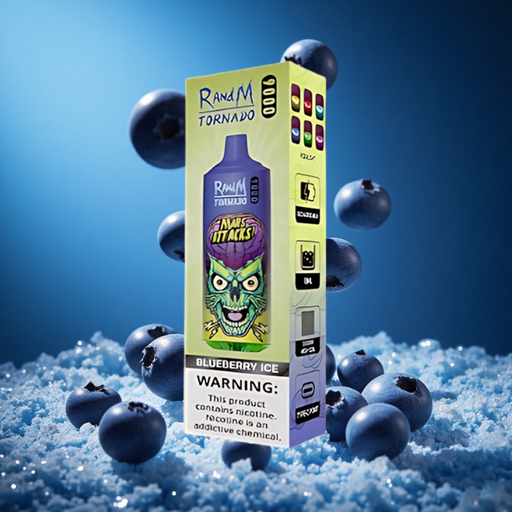 RandM Fumot Tornado 9000 Puffs Borovnični Led Slovenija vapes z 18 mL E-tekočine