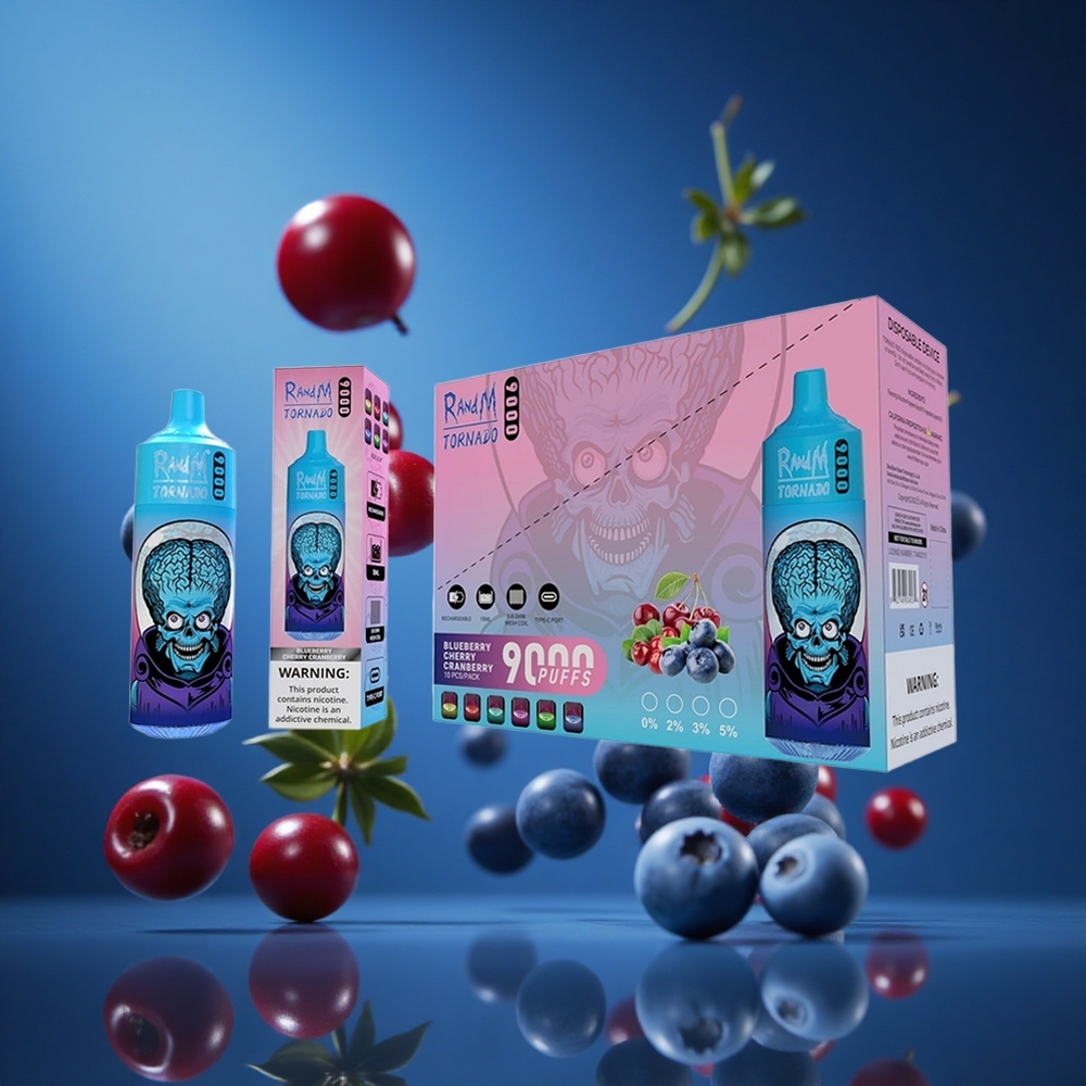 RandM Fumot Tornado 9000 Puffs Borovnica Češnja Brusnica Mesh Coil Slovenija vapes