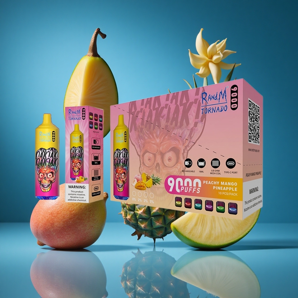RandM Fumot Tornado 9000 Puffs Brišljivi Vape Breskeva Mango Ananas 54 Okusov Slovenija vapes