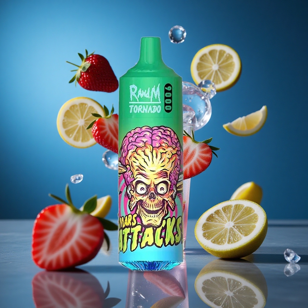 RandM Fumot Tornado 9000 Puffs Jagoda Limonada 18 mL Mesh Coil Slovenija vapes