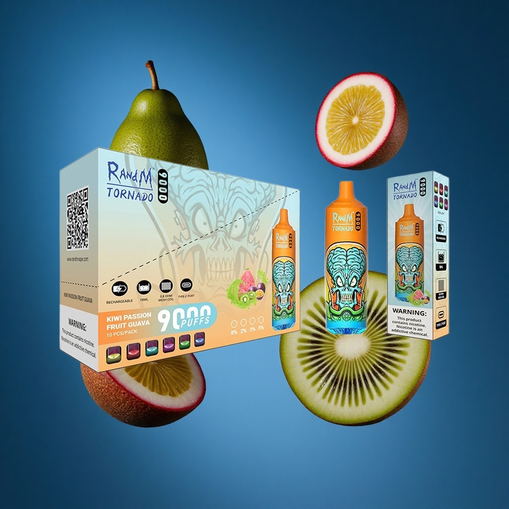 RandM Fumot Tornado 9000 Puffs Za enkratno uporabo Vape Kivi Pasijonka Guava 54 Okusov Slovenija vapes