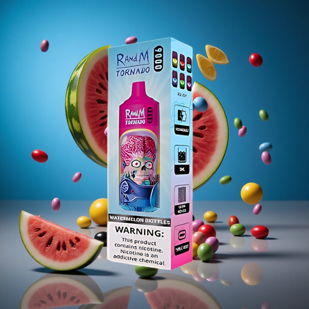 RandM Fumot Tornado 9000 Puffs Za enkratno uporabo Vape Lubenica Skittles 18 mL Slovenija vapes