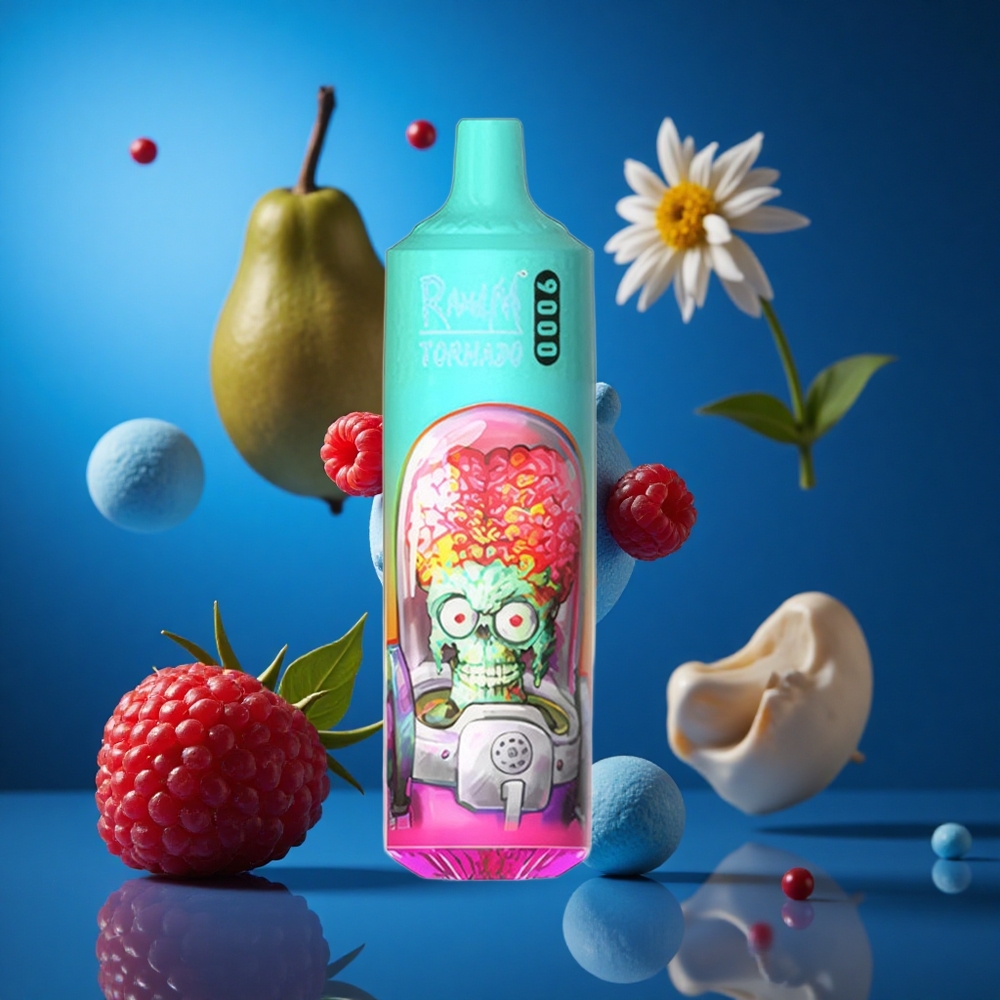 RandM Fumot Tornado 9000 Puffs Za enkratno uporabo Vape Modra Kisla Malina 18 mL Slovenija vapes