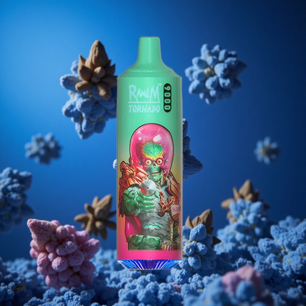 RandM Fumot Tornado 9000 Puffs Za enkratno uporabo Vape Modra Malina Kush 18 mL Slovenija vapes