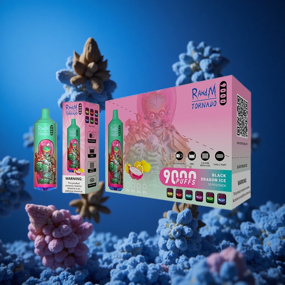 RandM Fumot Tornado 9000 Puffs Za enkratno uporabo Vape Modra Malina Kush 18 mL Slovenija vapes