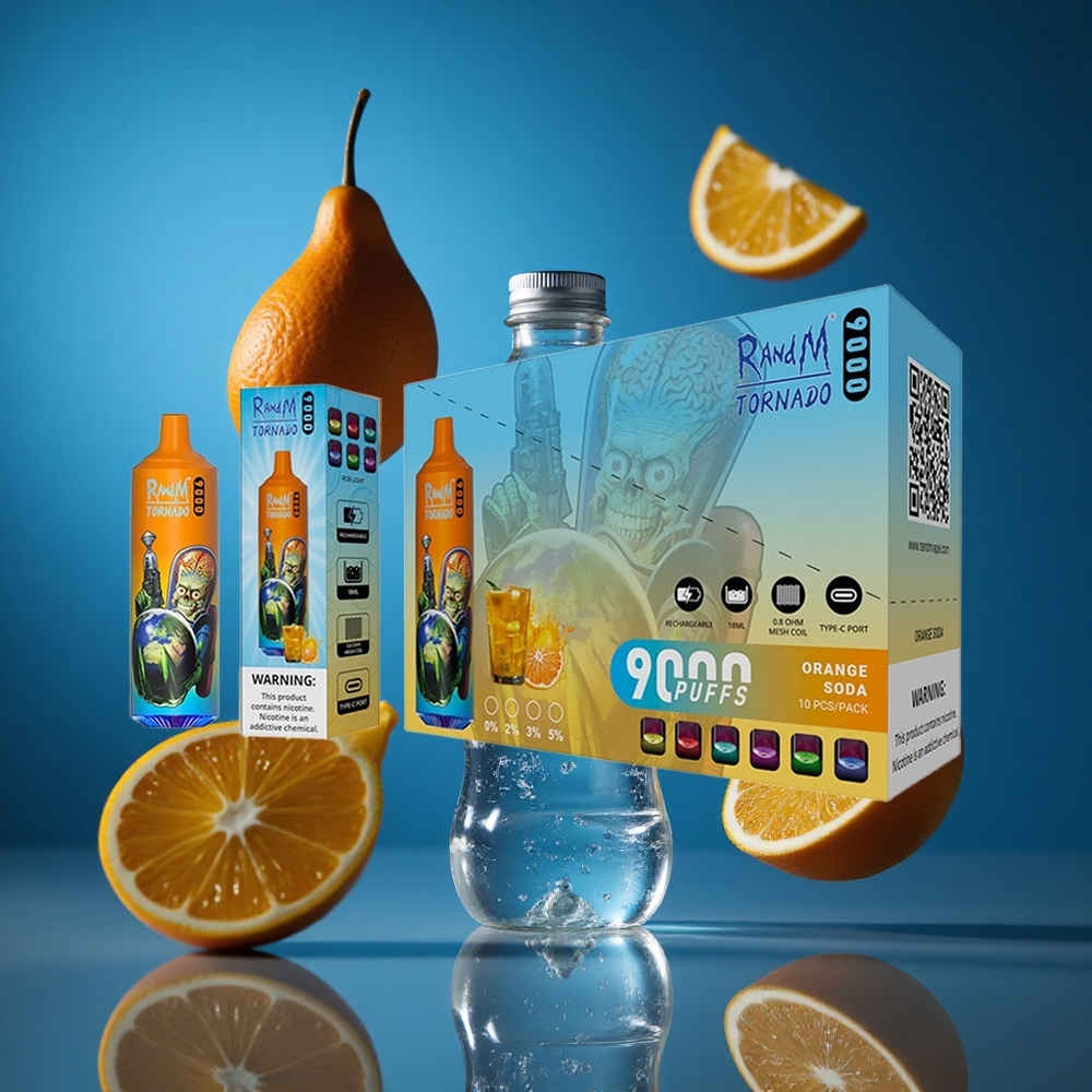 RandM Fumot Tornado 9000 Puffs Za enkratno uporabo Vape Oranžna Sodica Slovenija vapes