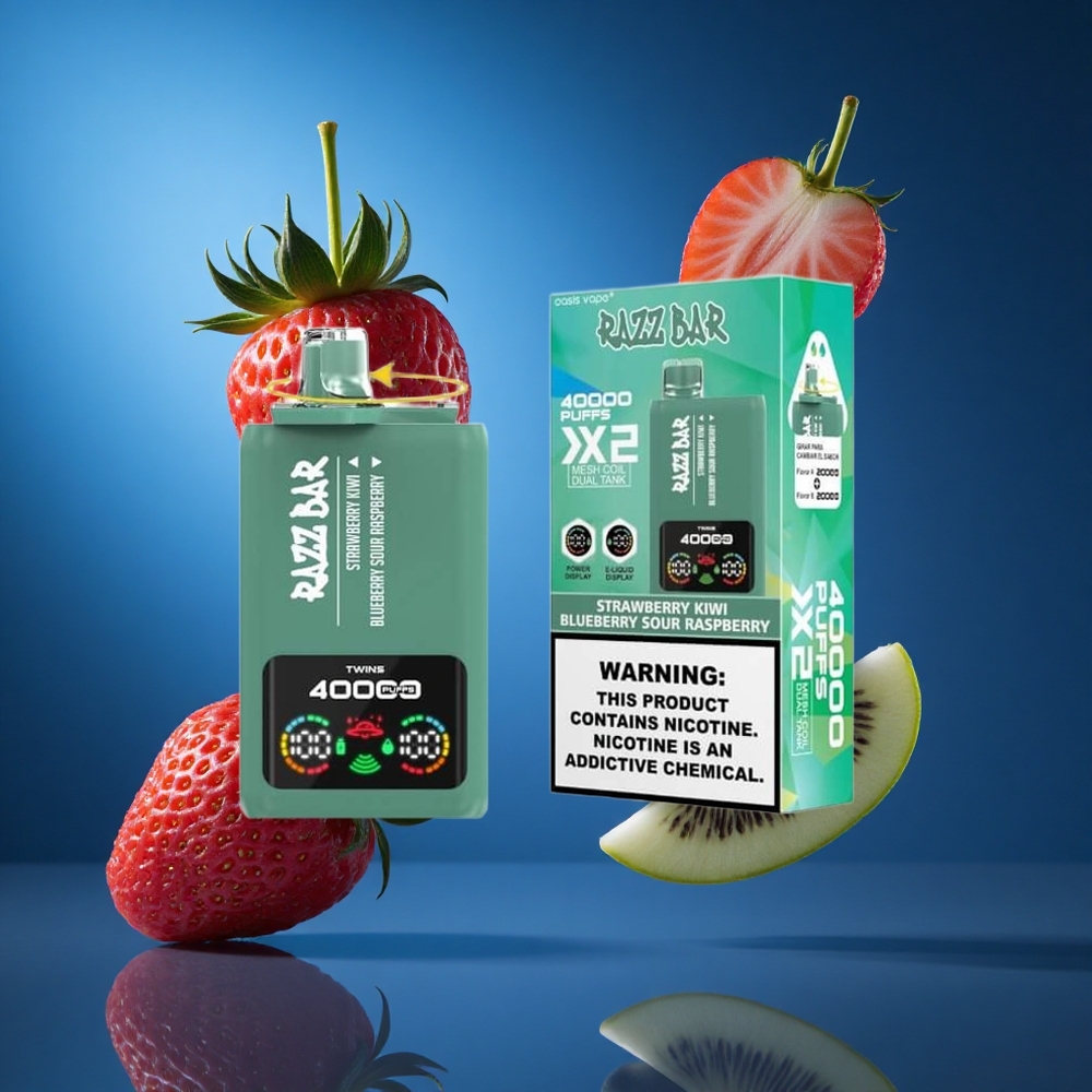 Razz Bar 40000 Puffs Jagoda Kivi_Borovnica Kisla Malina Zaslon za prikaz moči Slovenija vapes