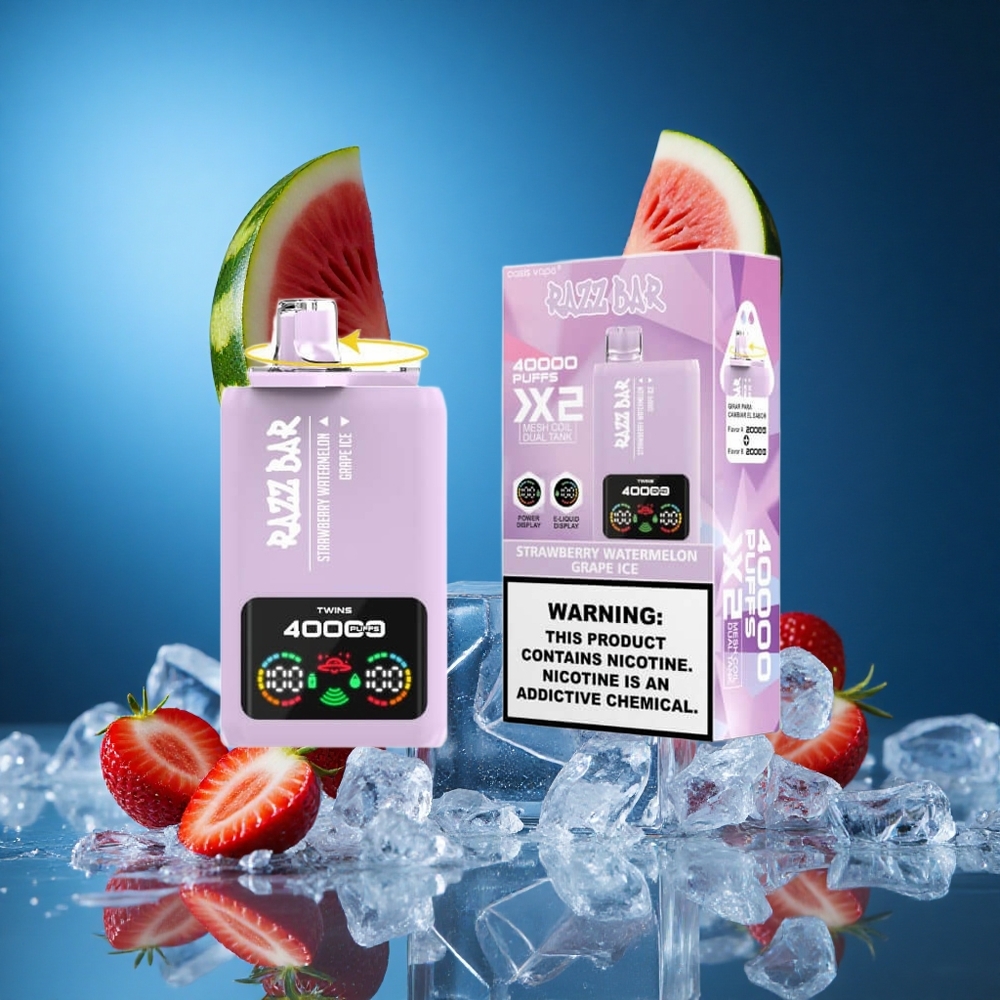 Razz Bar 40000 Puffs Jedkratna Vape Jagoda_Lubenika_Grozdeni Led Napajalni Zaslon & 650 MaH Slovenija vapes