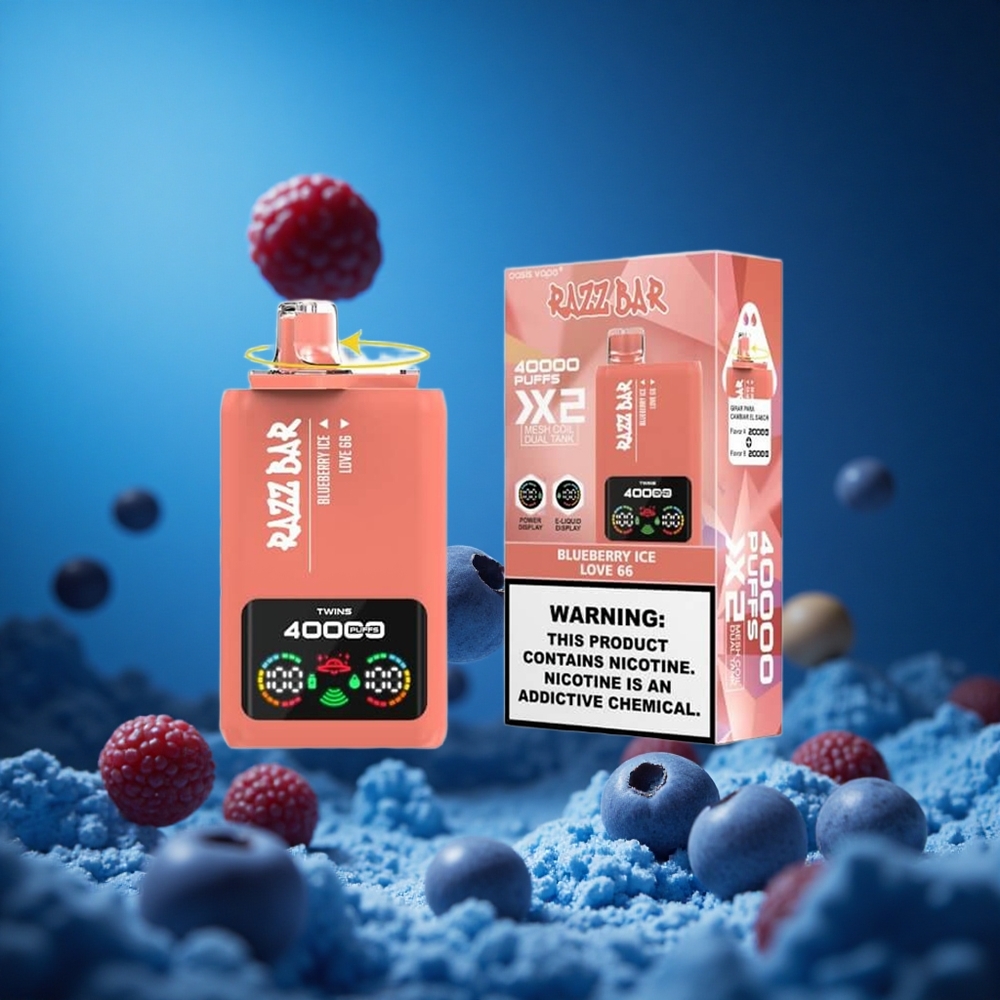 Razz Bar 40000 Puffs Za enkratno uporabo Vape Borovnica Led_Love 66 Power Screen Display Slovenija vapes