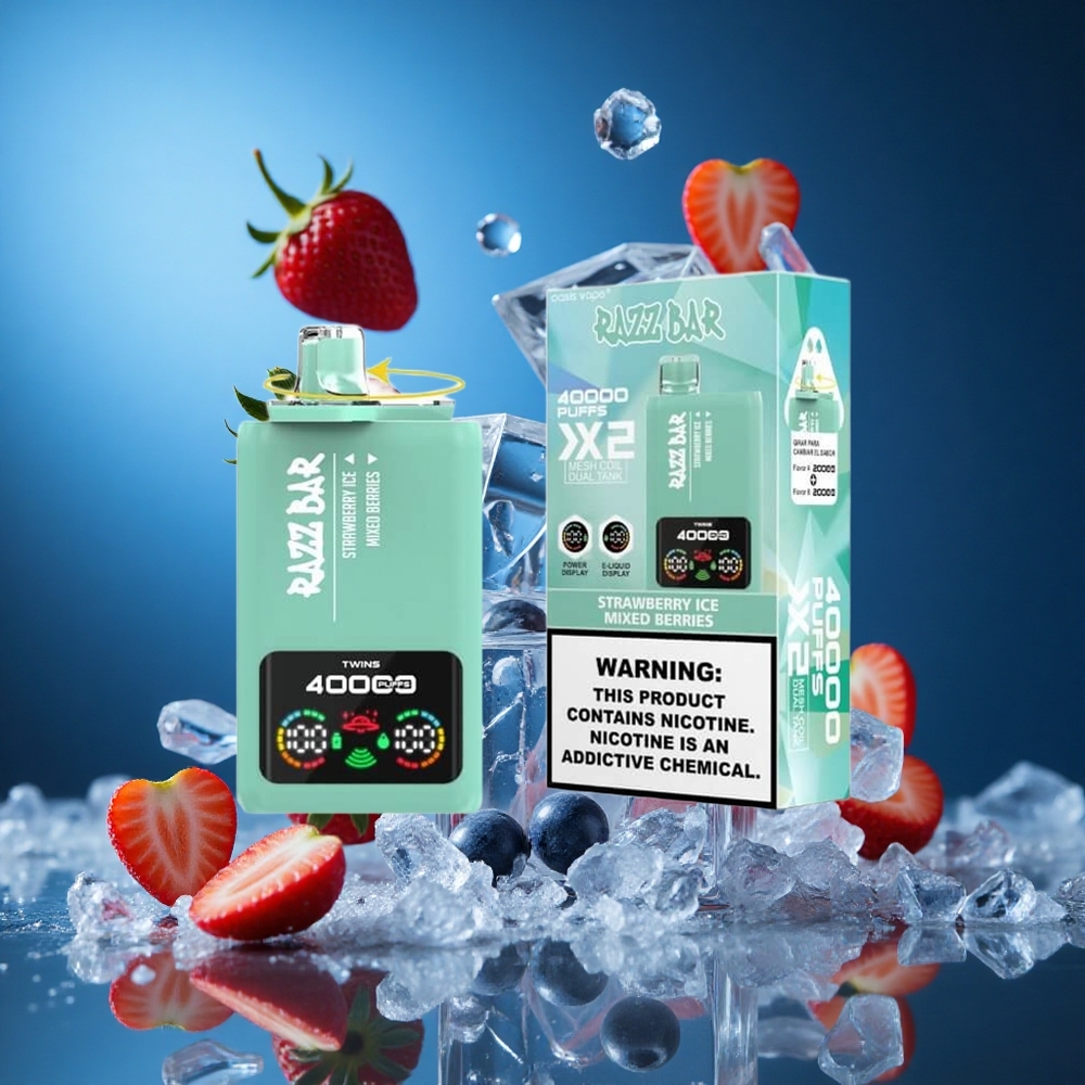 Razz Bar 40000 Puffs Za enkratno uporabo Vape Jagoda Led_Mezanje Jagode 1.0Ohm 2 Mesh Coil Slovenija vapes