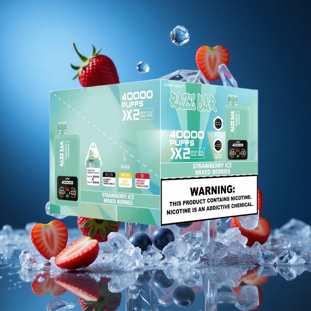 Razz Bar 40000 Puffs Za enkratno uporabo Vape Jagoda Led_Mezanje Jagode 1.0Ohm 2 Mesh Coil Slovenija vapes