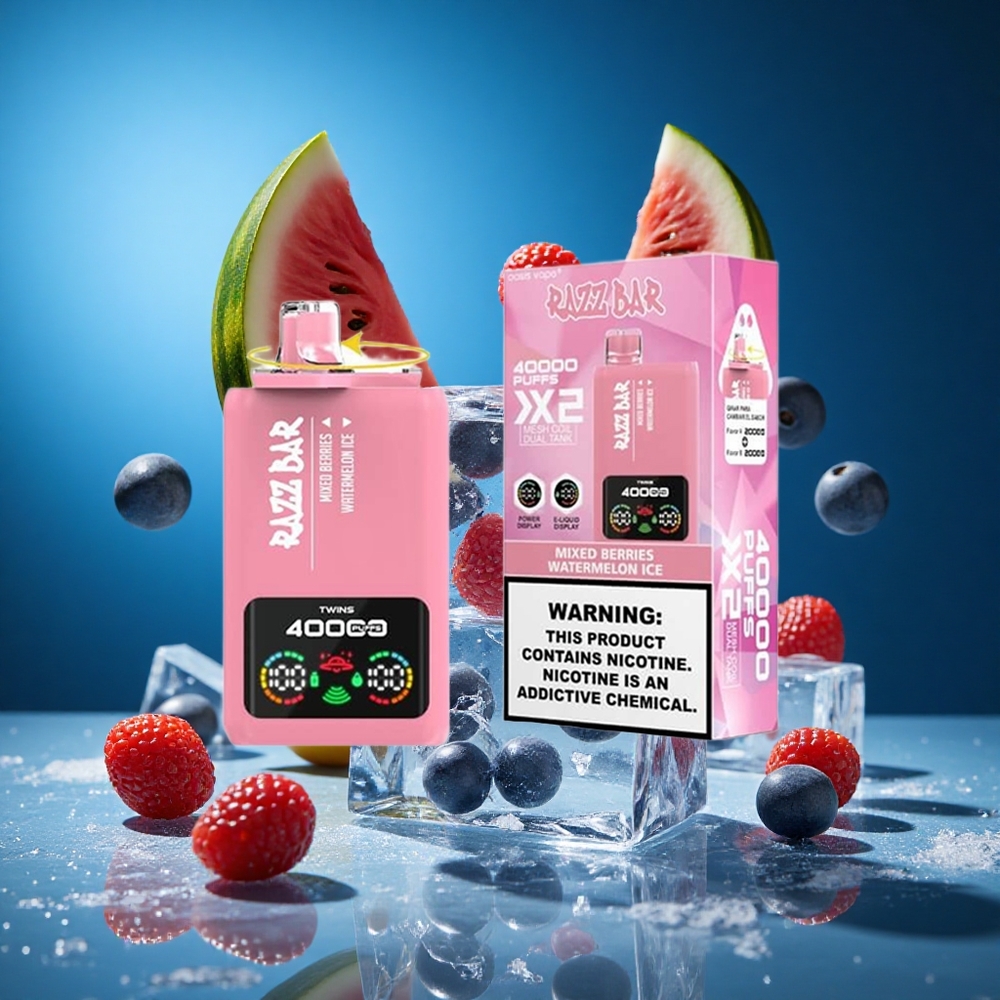 Razz Bar 40000 Puffs Za enkratno uporabo Vape Mešane Jagode_Lubenjčni Leden Power Screen Display Slovenija vapes