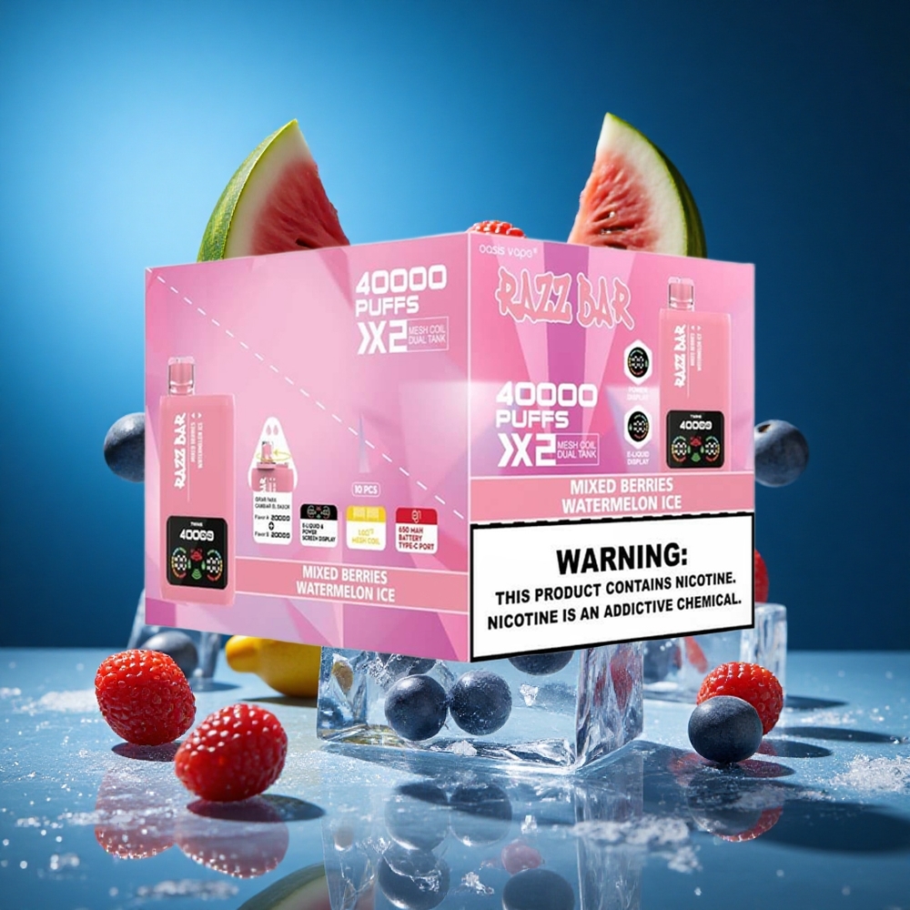 Razz Bar 40000 Puffs Za enkratno uporabo Vape Mešane Jagode_Lubenjčni Leden Power Screen Display Slovenija vapes