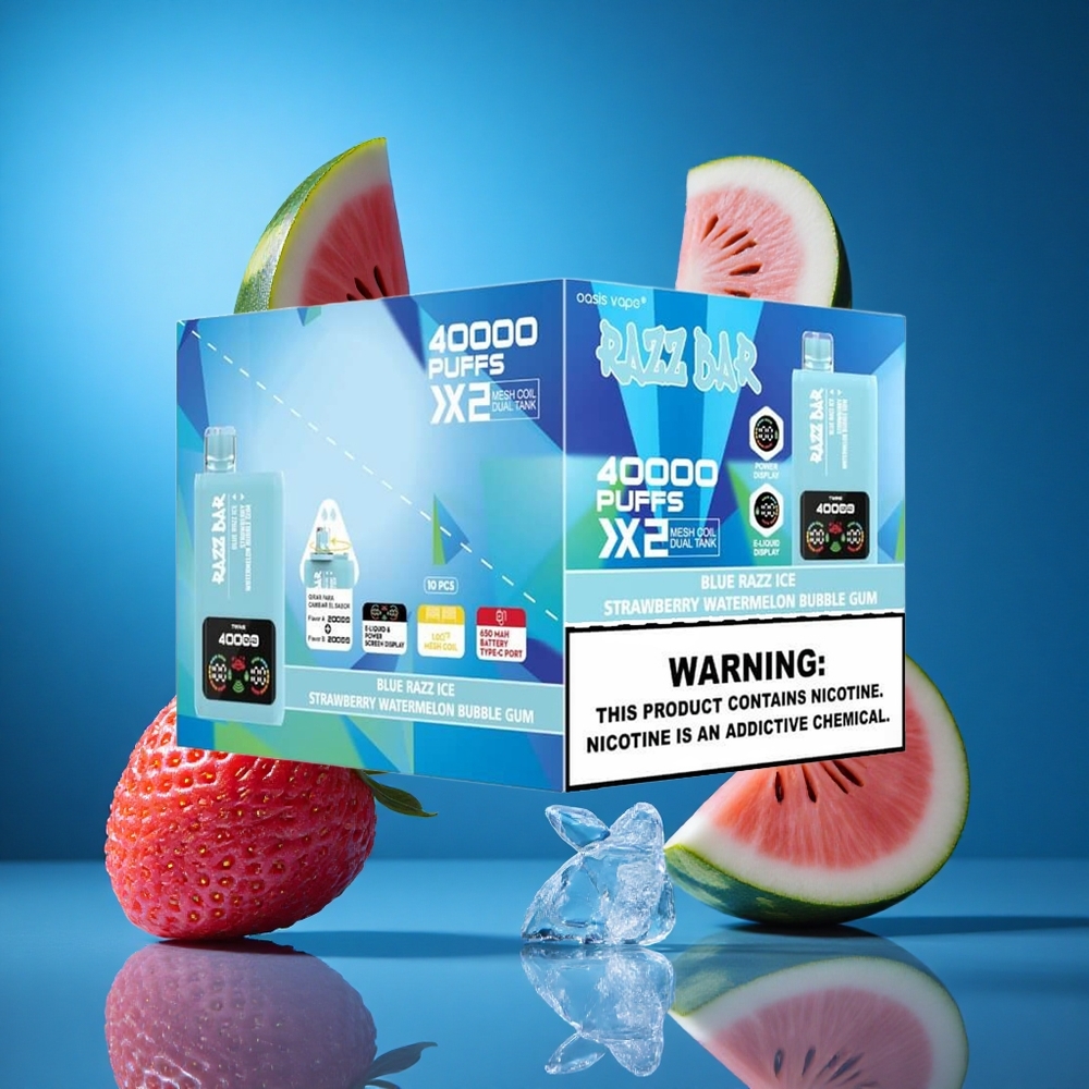 Razz Bar 40000 Puffs Za enkratno uporabo Vape Modra Malina Led-Jagoda Lubenica Mehki Gumij Slovenija vapes