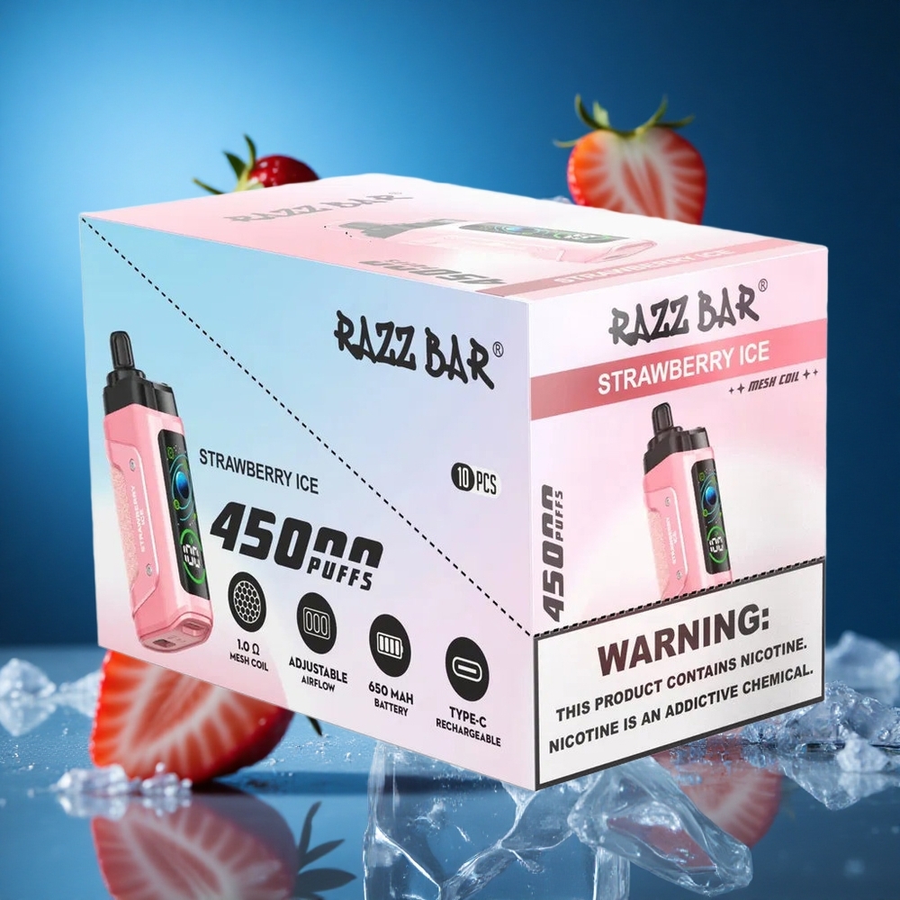 Razz Bar 45000 Puffs Za enkratno uporabo Vape Jagoda-Led Nastavljiv Pretok Zraka Slovenija vapes
