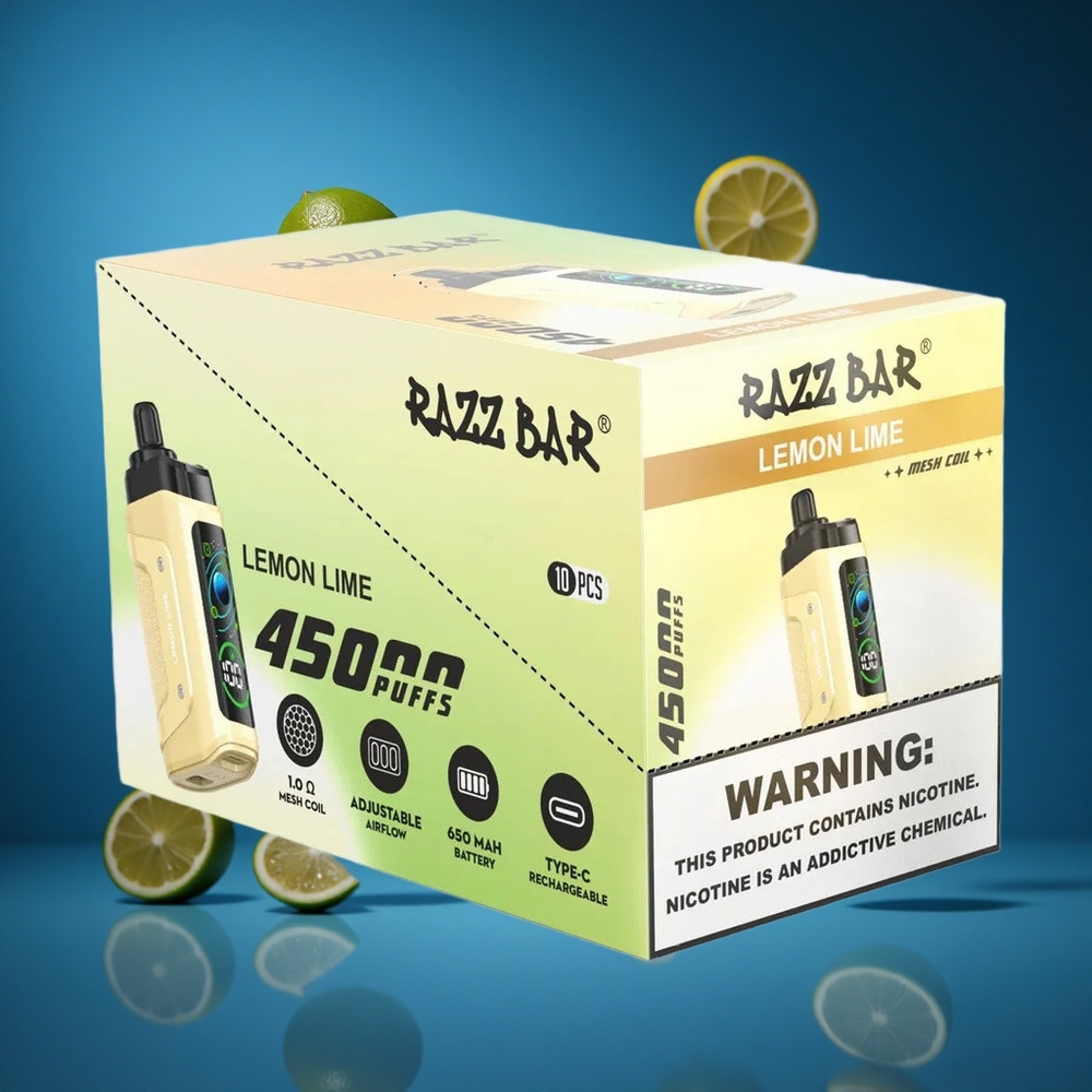 Razz Bar 45000 Puffs Za enkratno uporabo Vape Limona-Limeta in Malina z nastavljivim pretokom zraka Slovenija vapes
