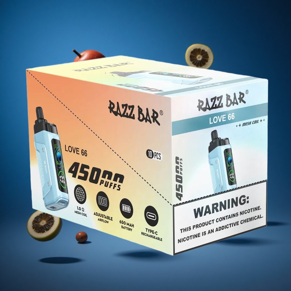 Razz Bar 45000 Puffs Za enkratno uporabo Vape Ljubezen 66 Prilagodljiv Pretok Zraka Slovenija vapes