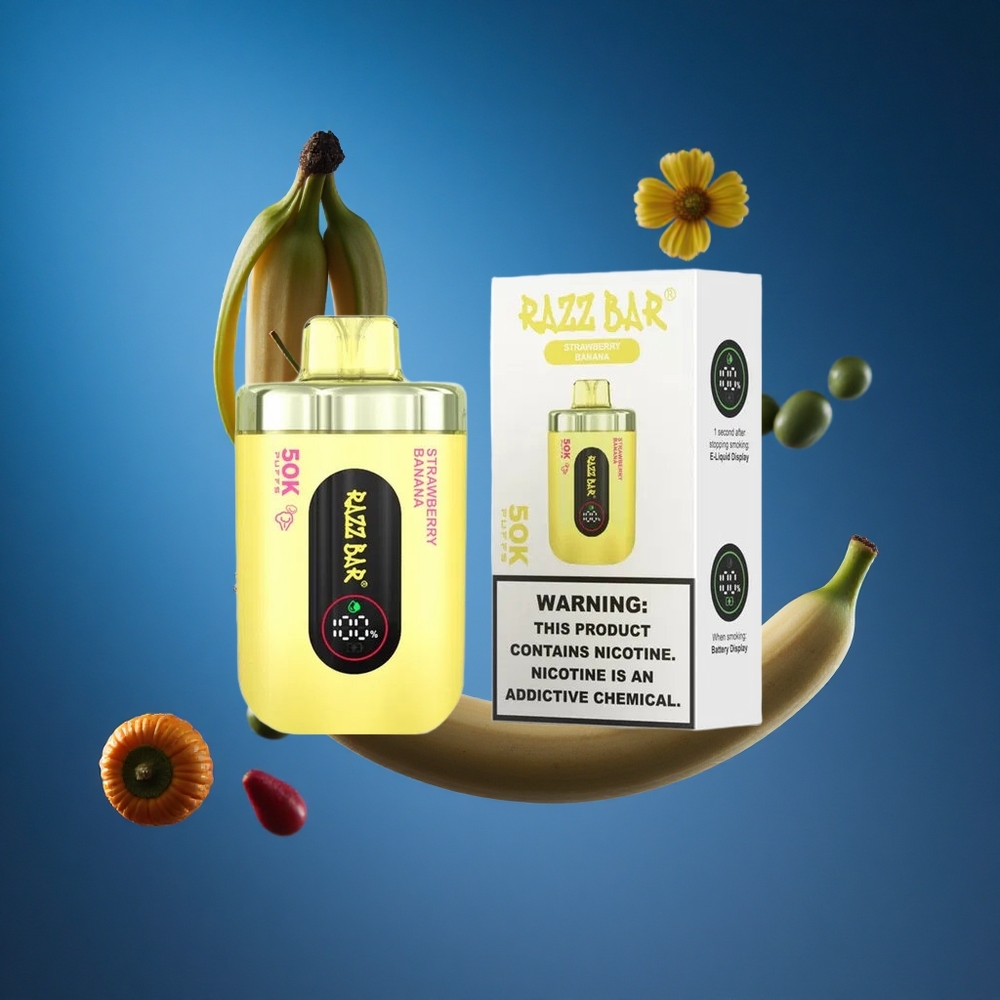Razz Bar 50K Puffs Za enkratno uporabo Vape Jagoda Banana & Type-C Polnjenje Slovenija vapes