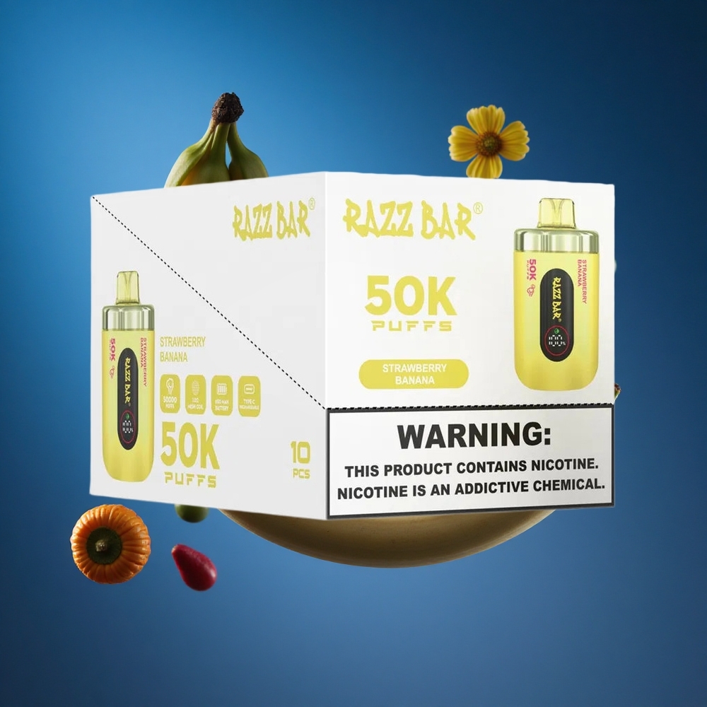 Razz Bar 50K Puffs Za enkratno uporabo Vape Jagoda Banana & Type-C Polnjenje Slovenija vapes