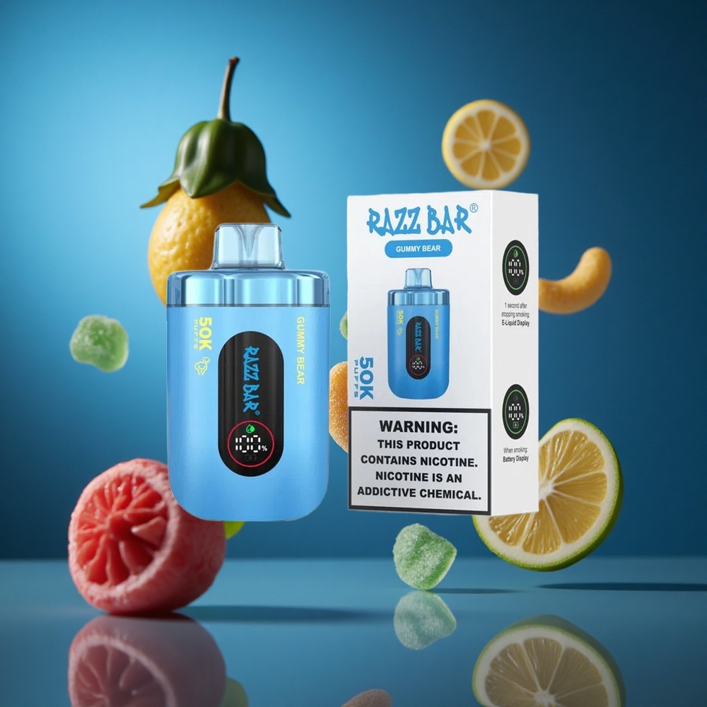 Razz Bar 50K Puffs Za enkratno uporabo Vape Malinovo Medved Kombinacija 50000 Puffs Type-C Slovenija vapes