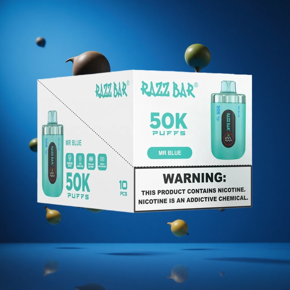 Razz Bar 50K Puffs Za enkratno uporabo Vape Mr Modra in Slovenija vapes