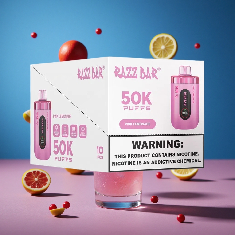 Razz Bar 50K Puffs Za enkratno uporabo Vape Roza Limonada do 50000 Puffs Slovenija vapes
