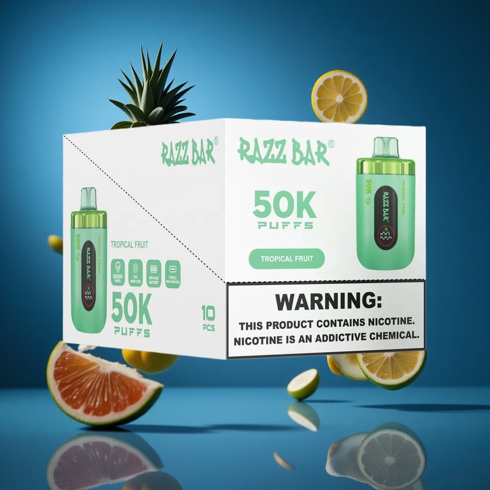Razz Bar 50K Puffs Za enkratno uporabo Vape Tropsko Sadje in Malina 50000 Puffs 2% Nikotina Slovenija vapes