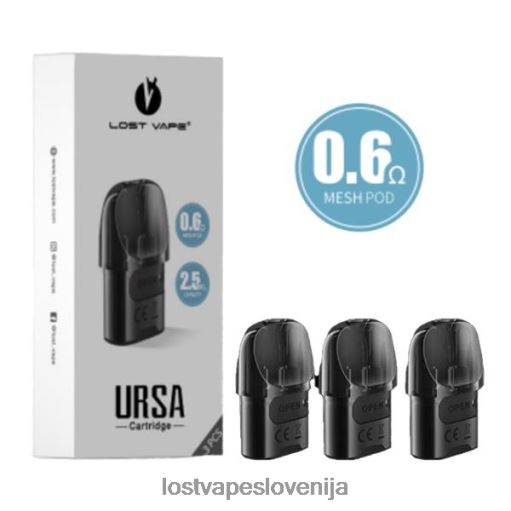 Lost Vape Near Me Slovenija 4XFR66 | Lost Vape URSA nadomestni stroki | 2,5 ml (3 paketi) črna 0,6 ohm